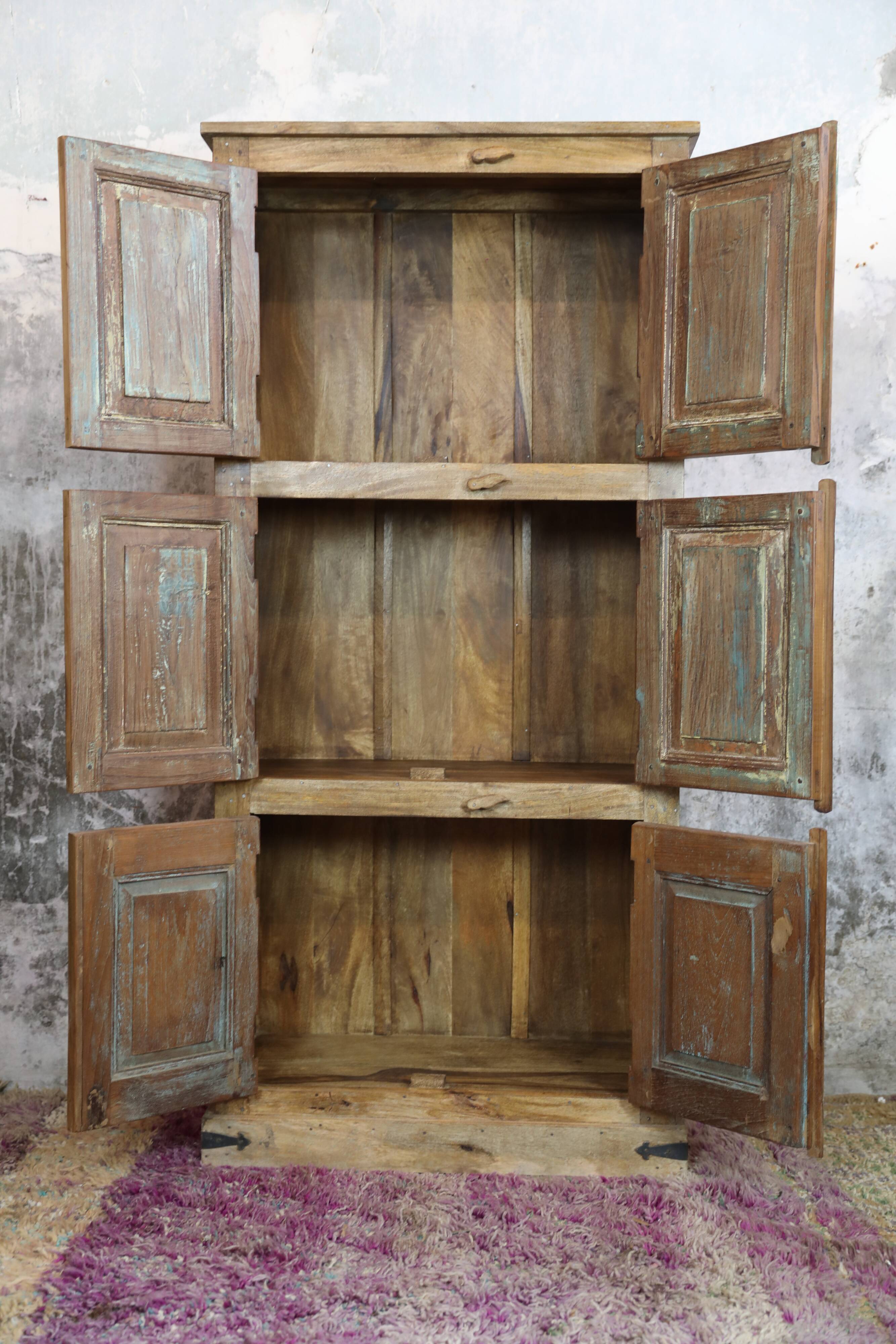 Indian storage cabinet 3 levels with 6 mango doors, unique piece