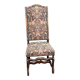 Chaise vintage Louis XIII bois massif et tissu écru