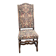 Chaise vintage Louis XIII bois massif et tissu écru