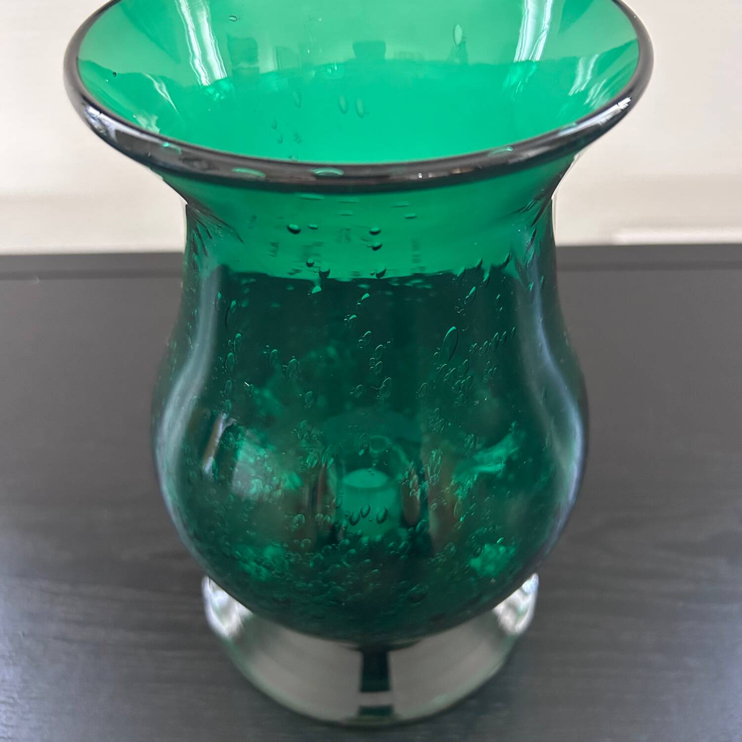 Bubbled glass fir green tealight holder