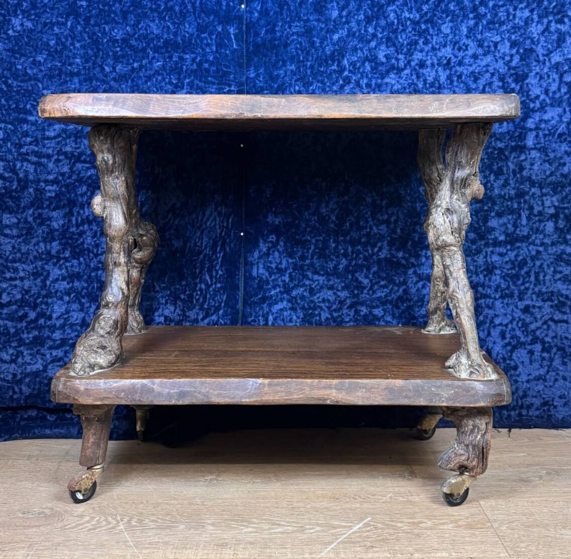 20th century folk art work: Rare serving cart