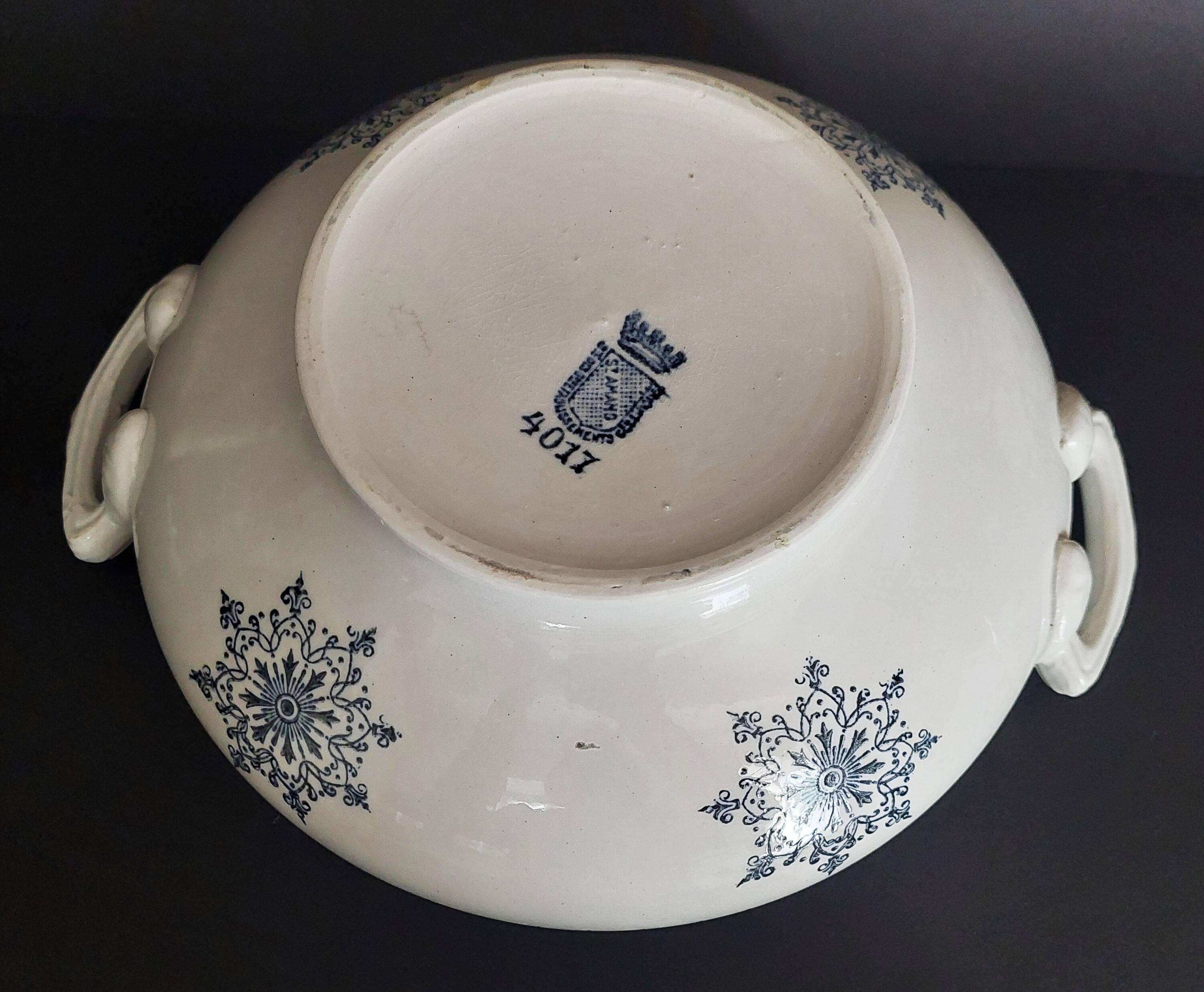 Antique Saint Amand earthenware tureen with Primax decoration