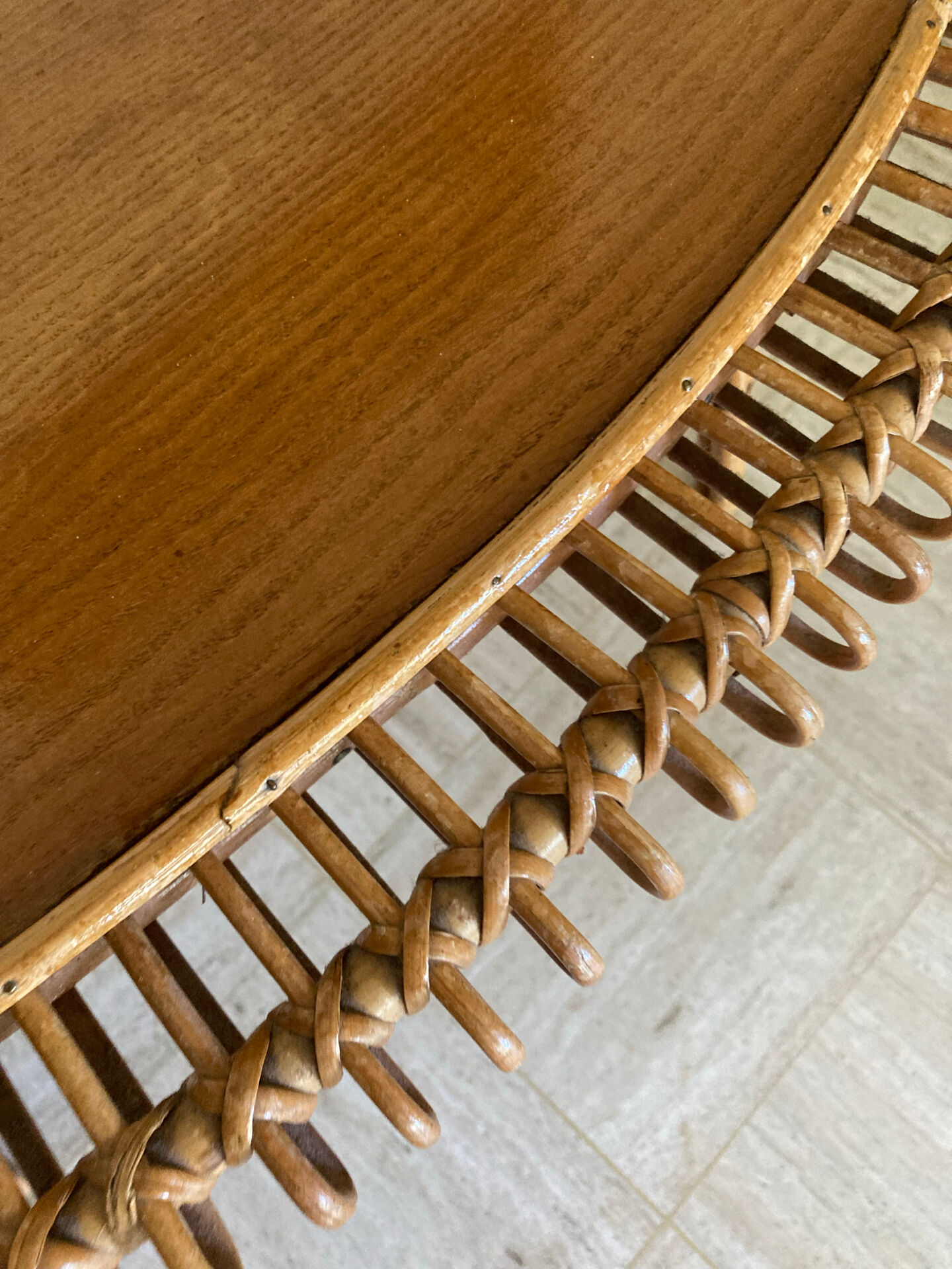 Vintage sun rattan oval coffee table