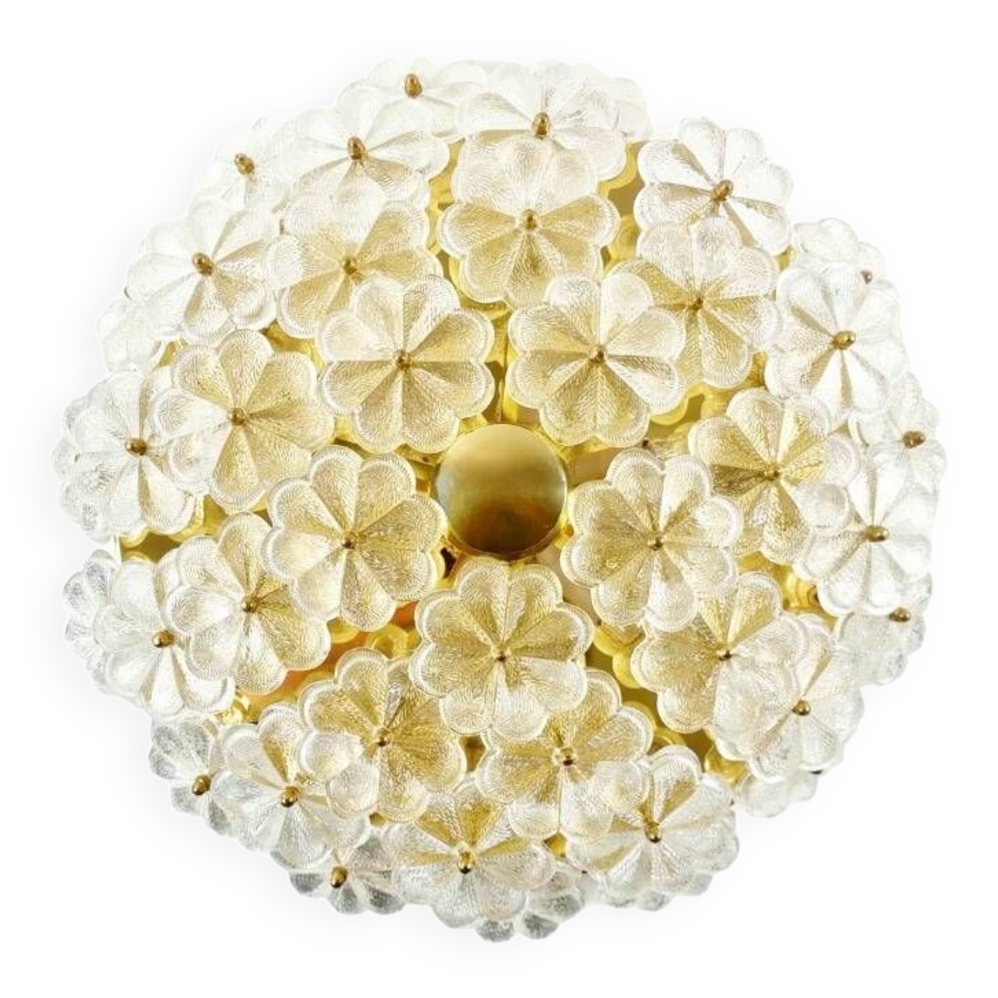 Very Large Mid Century Floral Murano Glass Flush Mount/Ceiling Light By Ernst Palme, Germany, 1970s