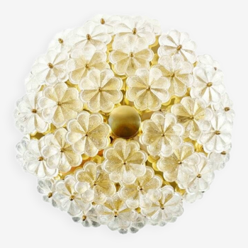 Very Large Mid Century Floral Murano Glass Flush Mount/Ceiling Light By Ernst Palme, Germany, 1970s