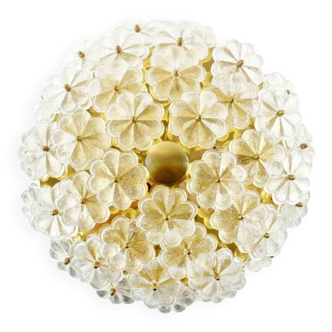 Very Large Mid Century Floral Murano Glass Flush Mount/Ceiling Light By Ernst Palme, Germany, 1970s