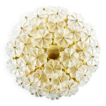 Très grand plafonnier en verre de Murano floral du milieu du siècle par Ernst Palme, Allemagne, années 1970.