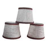 3 abat-jours jute écru et galons rouges pour lustre ou applique culot E14 - vintage 1970