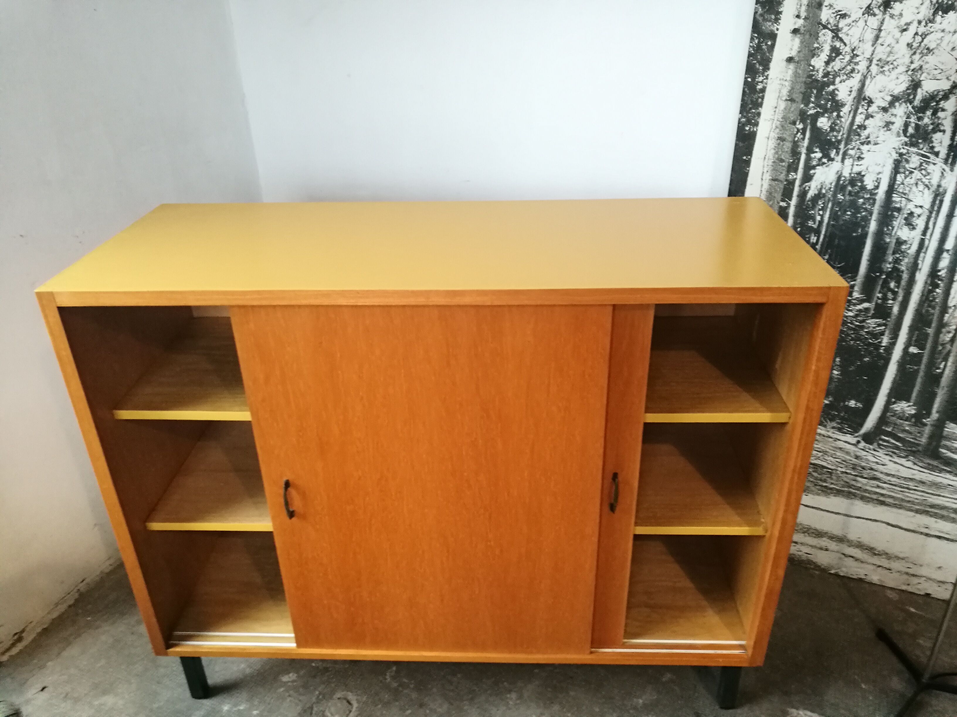 Vintage sideboard sliding doors 1970