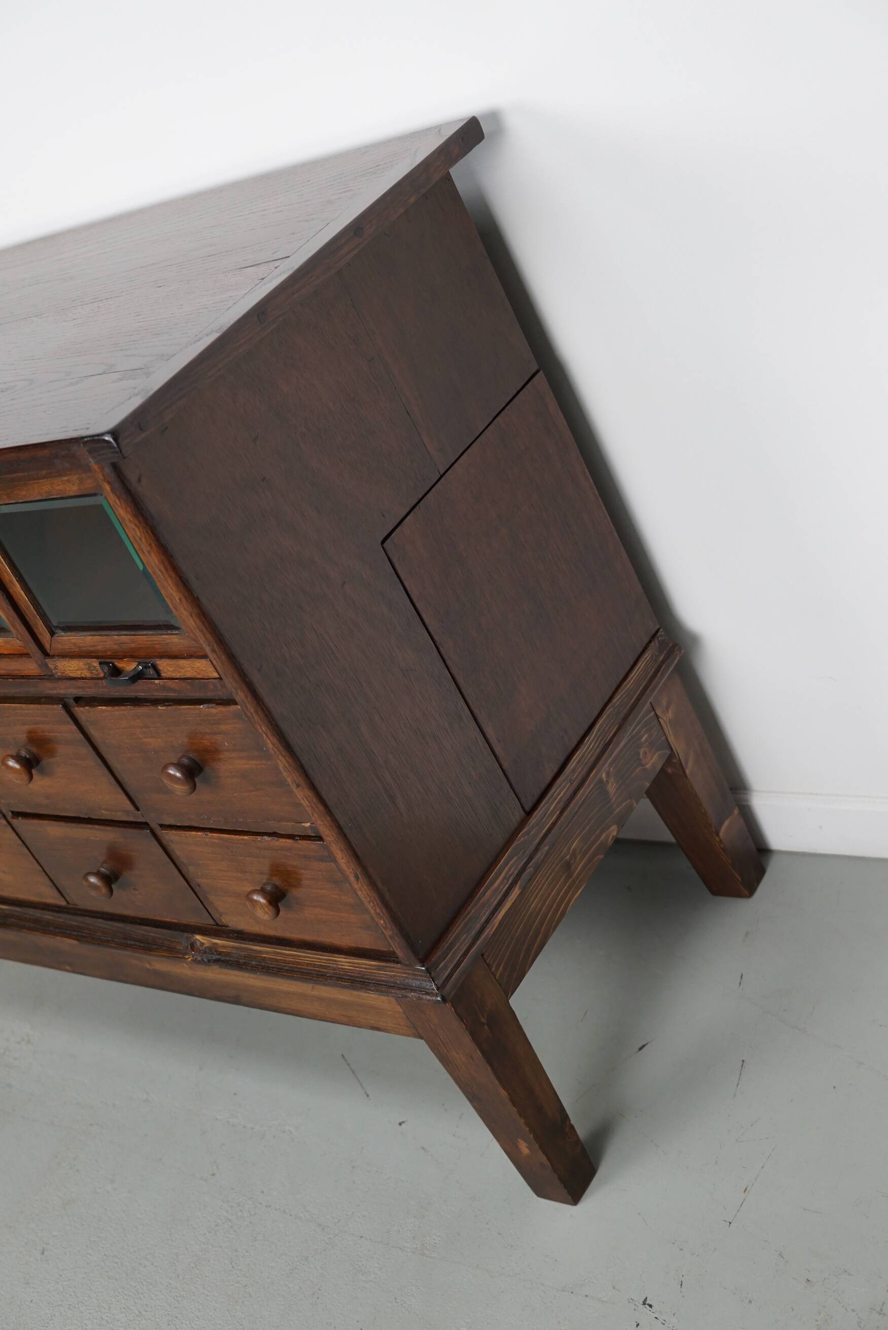 Antique German Oak Haberdashery Shop Cabinet, 1920/30s