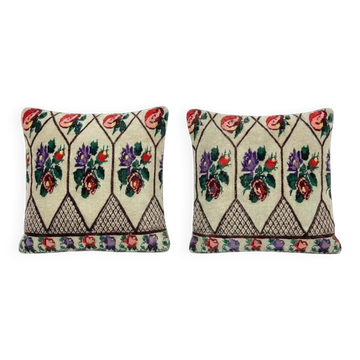 Set of 2 vintage kilim cushion covers 51x51 cm