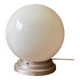 Lampe globe en opaline et aluminium, 1950