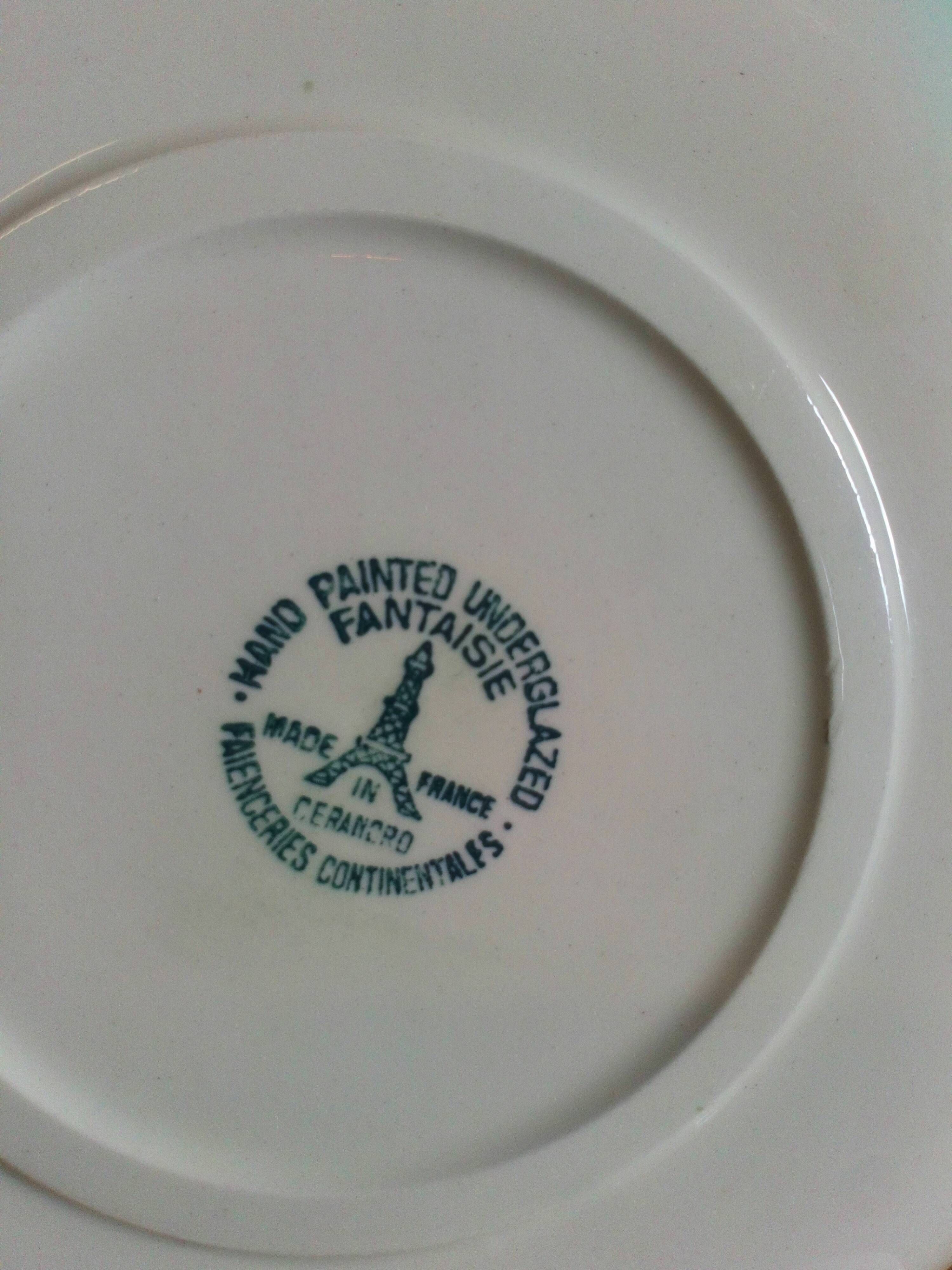 Five flowery dessert plates from continental earthenware