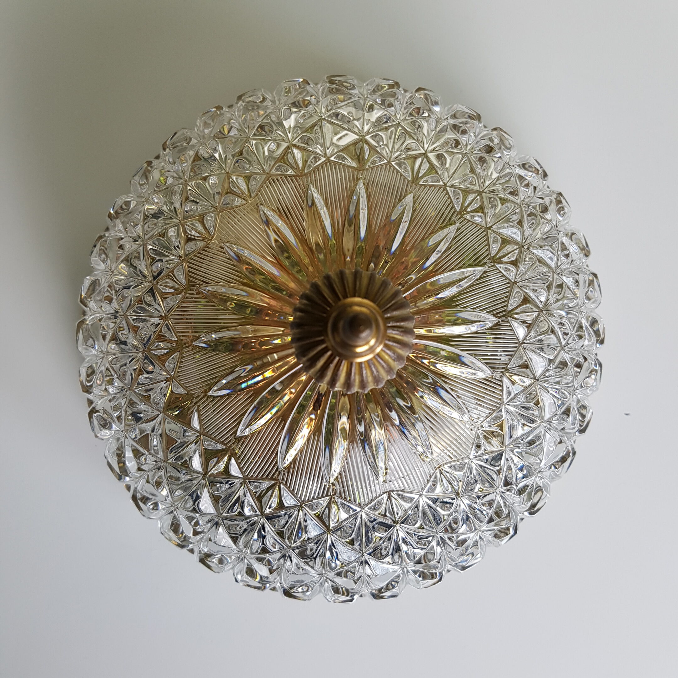 Ceiling light globe glass and brass