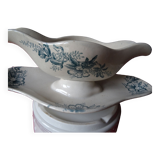 Saucière ecru pattern green flowers
