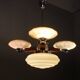 1940s Czechoslovak Art Deco Chandelier in Walnut Chrome and Glass