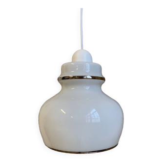 White opaline pendant light, 1970, Italy