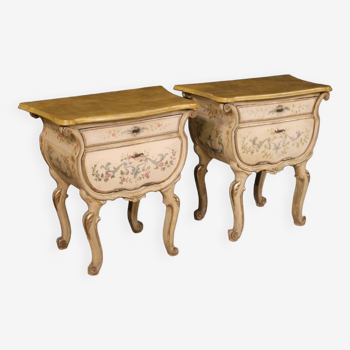 Pair Of Venetian Style Lacquered Bedside Tables