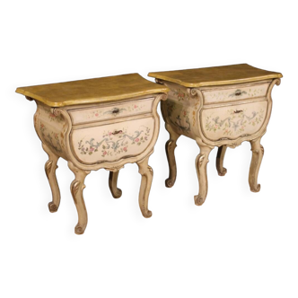 Pair Of Venetian Style Lacquered Bedside Tables