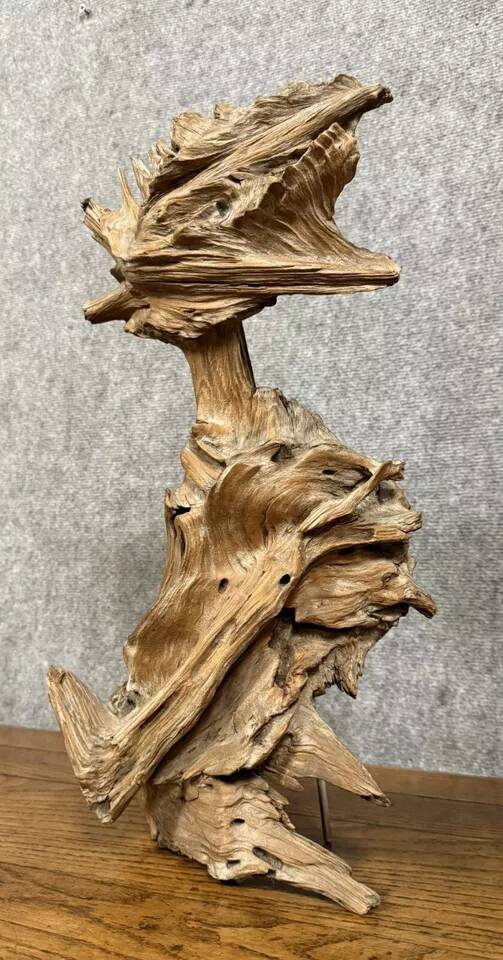 Brutalist art: large sculpture made from a teak root around 1970