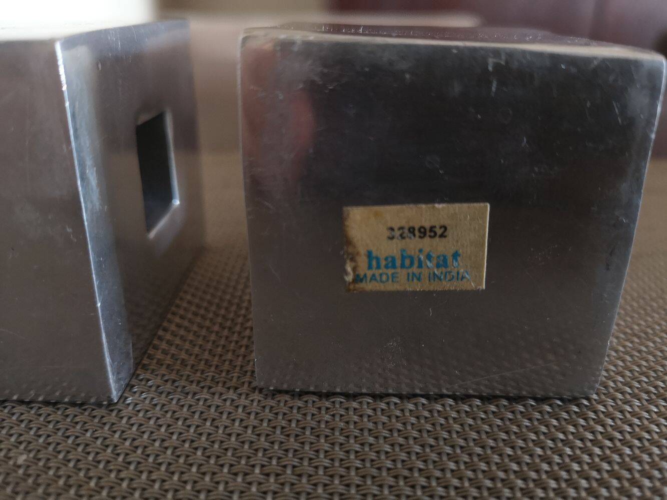 Set of three design candlesticks in brushed steel - Vintage Habitat - 1970s/1980s