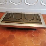 Coffee table in aluminum and smoked glass, 1970