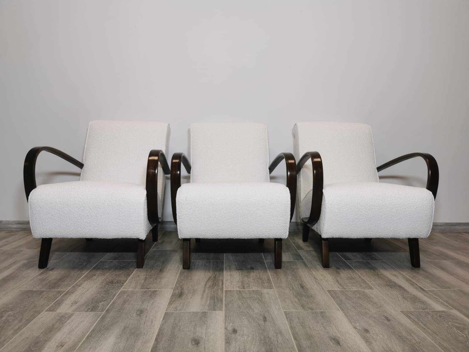 Set de 3 fauteuils par Jindrich Halabala, 1940s