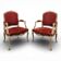 Pair of red cabriolet armchairs in Louis XV style