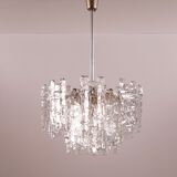 Midcentury ice glass plexi chandelier by kalmar