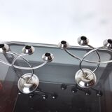 Pair of art deco candle holder in stainless steel 4 flammes, spain, 1970