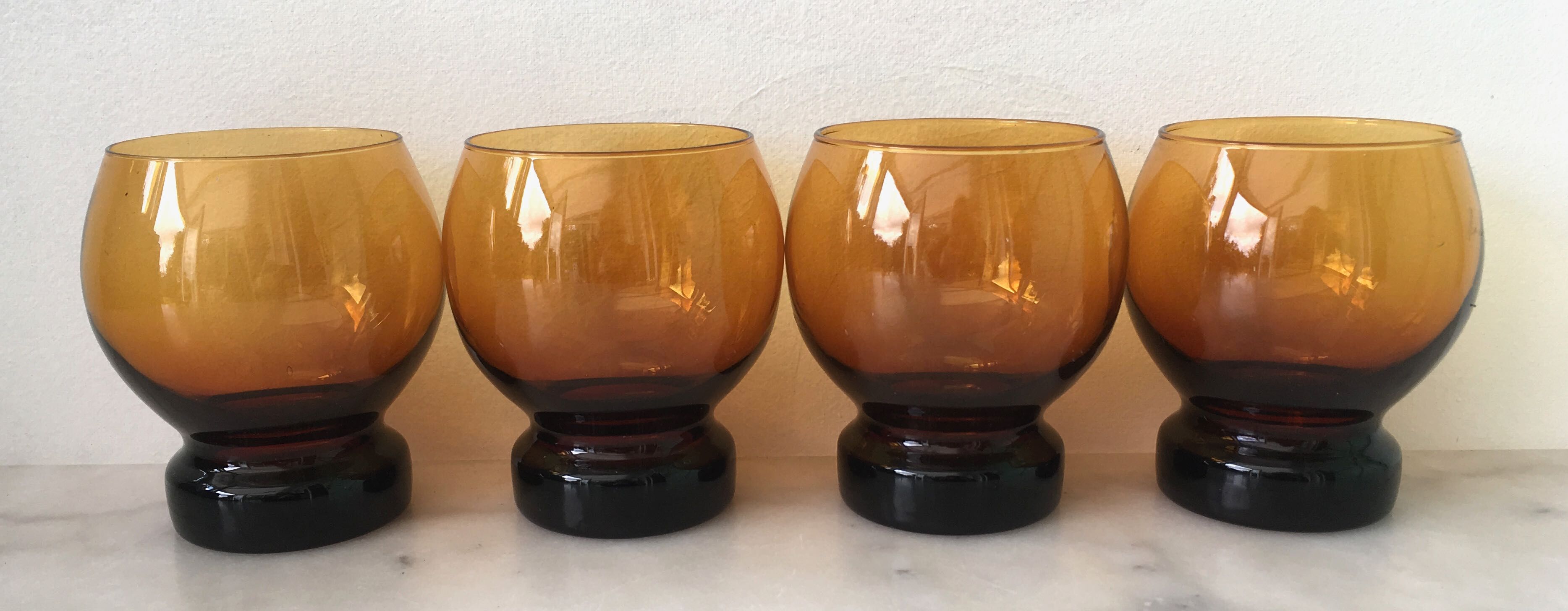 Set of 4 vintage amber cups