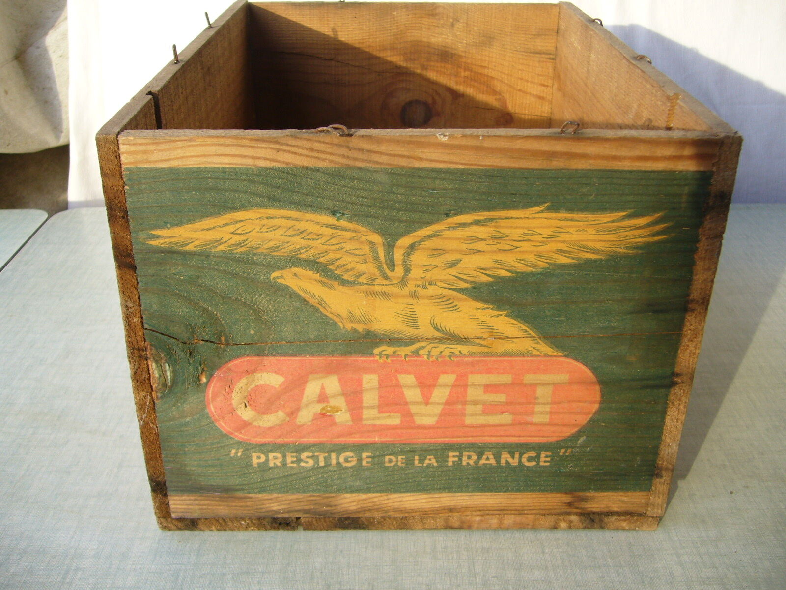 Old wooden crate Calvet (wines from bordeaux)