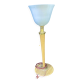 Art deco mazda lamp with opaline shade in very good condition.