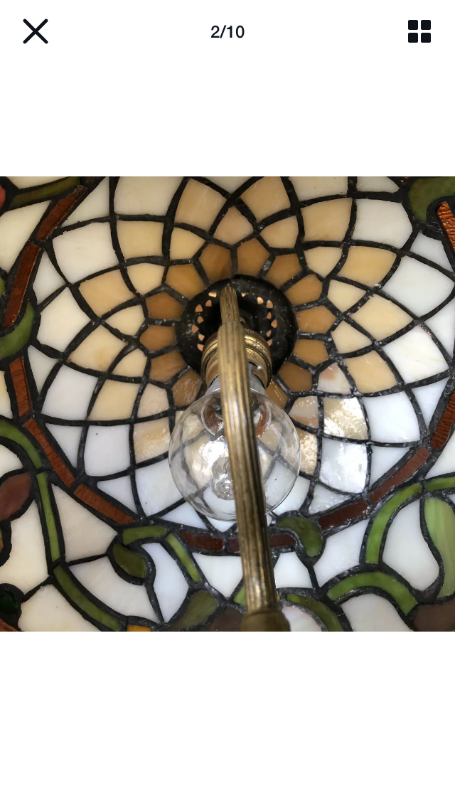 Lamp signed Georges Leleu era Art Nouveau Tiffany hat