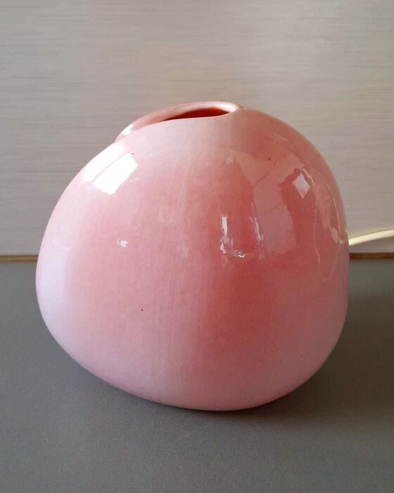 Ceramic lamp and agate slice, 1970