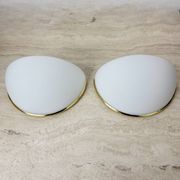 Pair of Limburg Glashütte wall lamp sconce opaline glass with golden detail