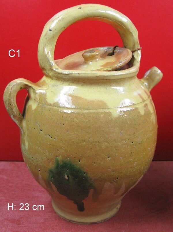 Poterie cruche jarre anciennne grès vernissé