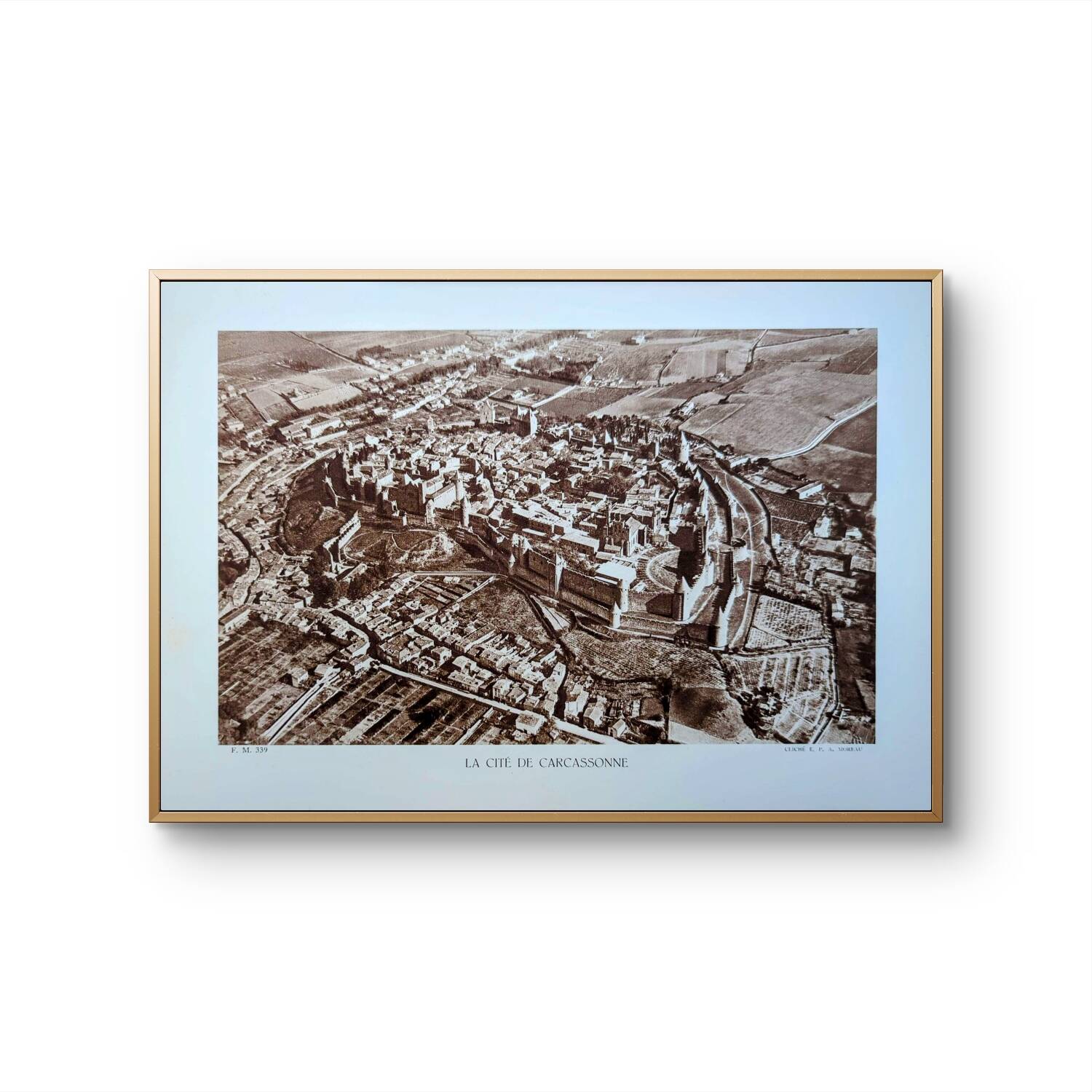 Carcassonne, Aude, vintage, photo plate printed in 1935.