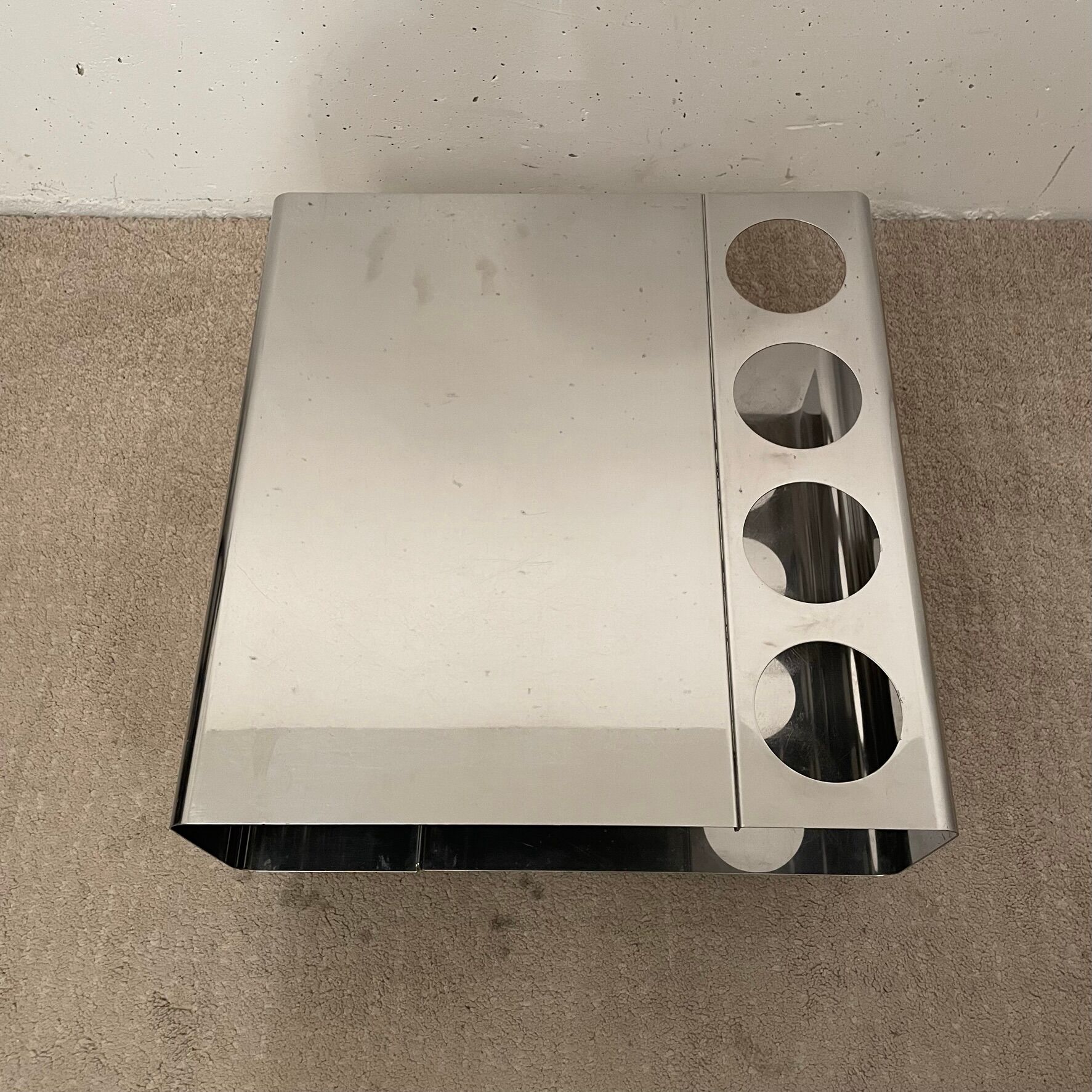 Stainless steel bar coffee table, kappa 1970