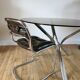 Dining / living table in chrome and smoked glass design 70s