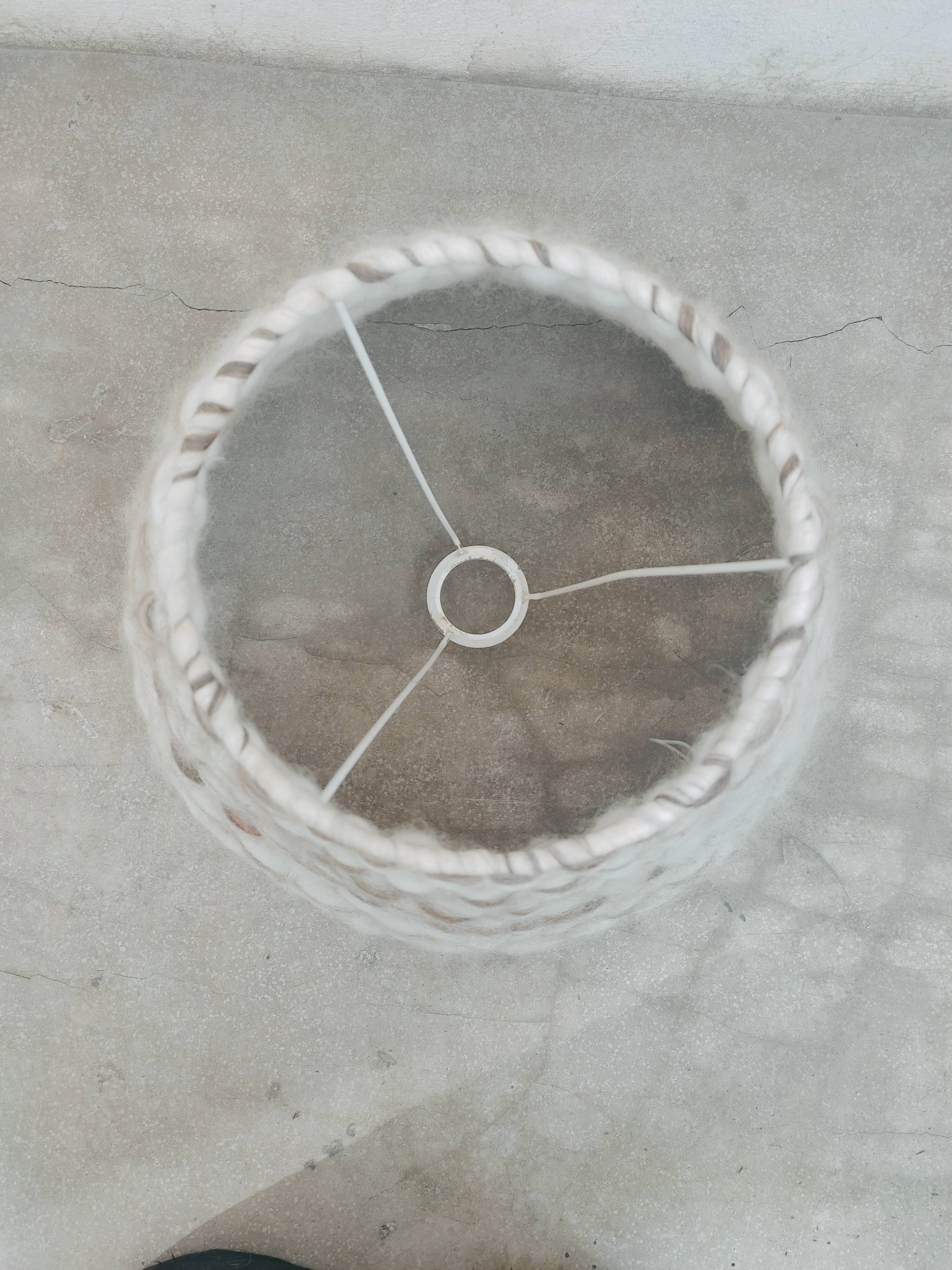 Raw wool lampshade