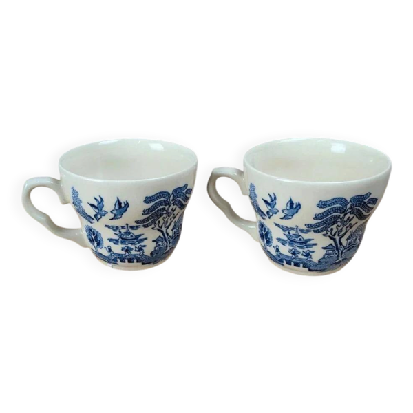 Lot de 2 tasses anglaises décor bleu style Willow