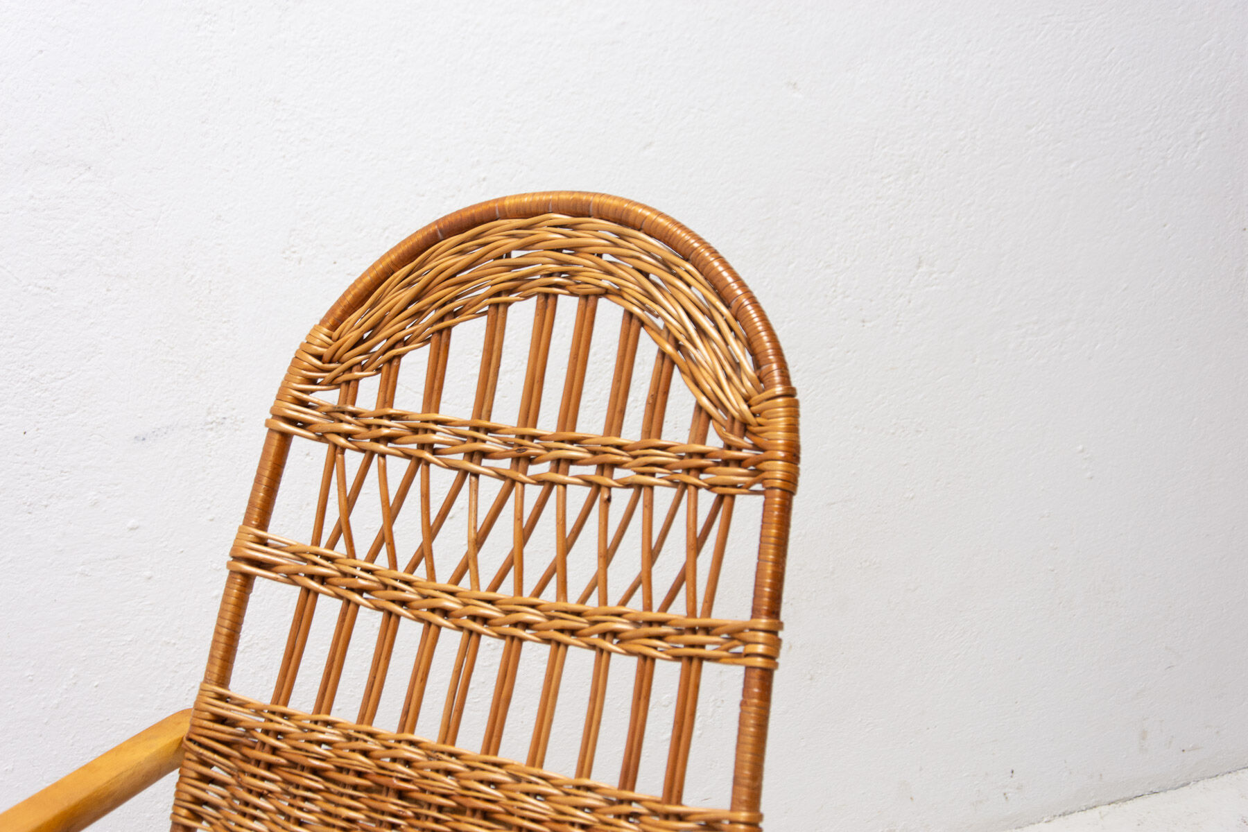 Mid-Century Wicker Rocking Chair, Czechoslovakia, 1970's