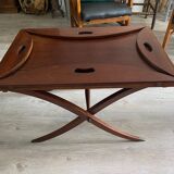 NAUTICAL STYLE FOLDING COFFEE TABLE WITH MAHOGANY BUTLER TOP