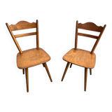 Set of 4 vintage beech bistro chairs – compass legs