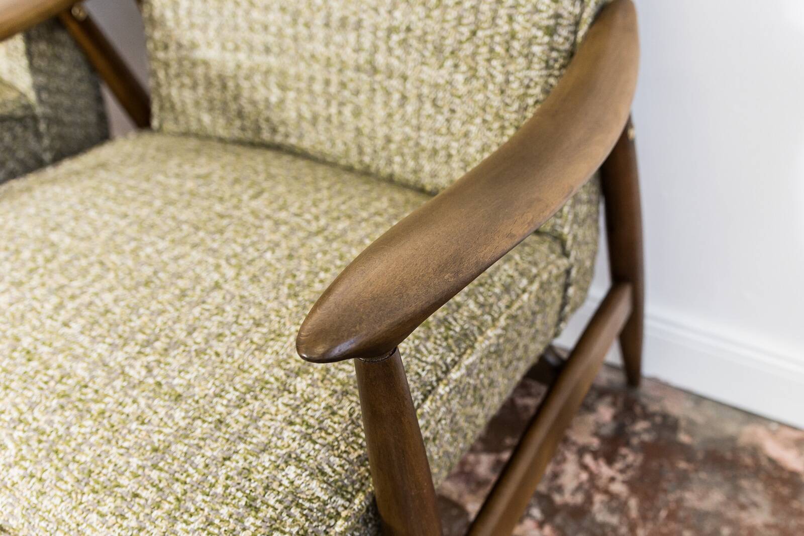 Pair of restored vintage GFM 87 armchairs by Juliusz Kedziorek, 1960s
