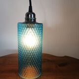 Lampe baladeuse en verre bleu vintage