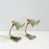 Mid-century night lights in mint green and gold