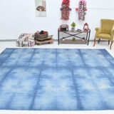 Shades of blue flatweave vintage rug 359x269cm