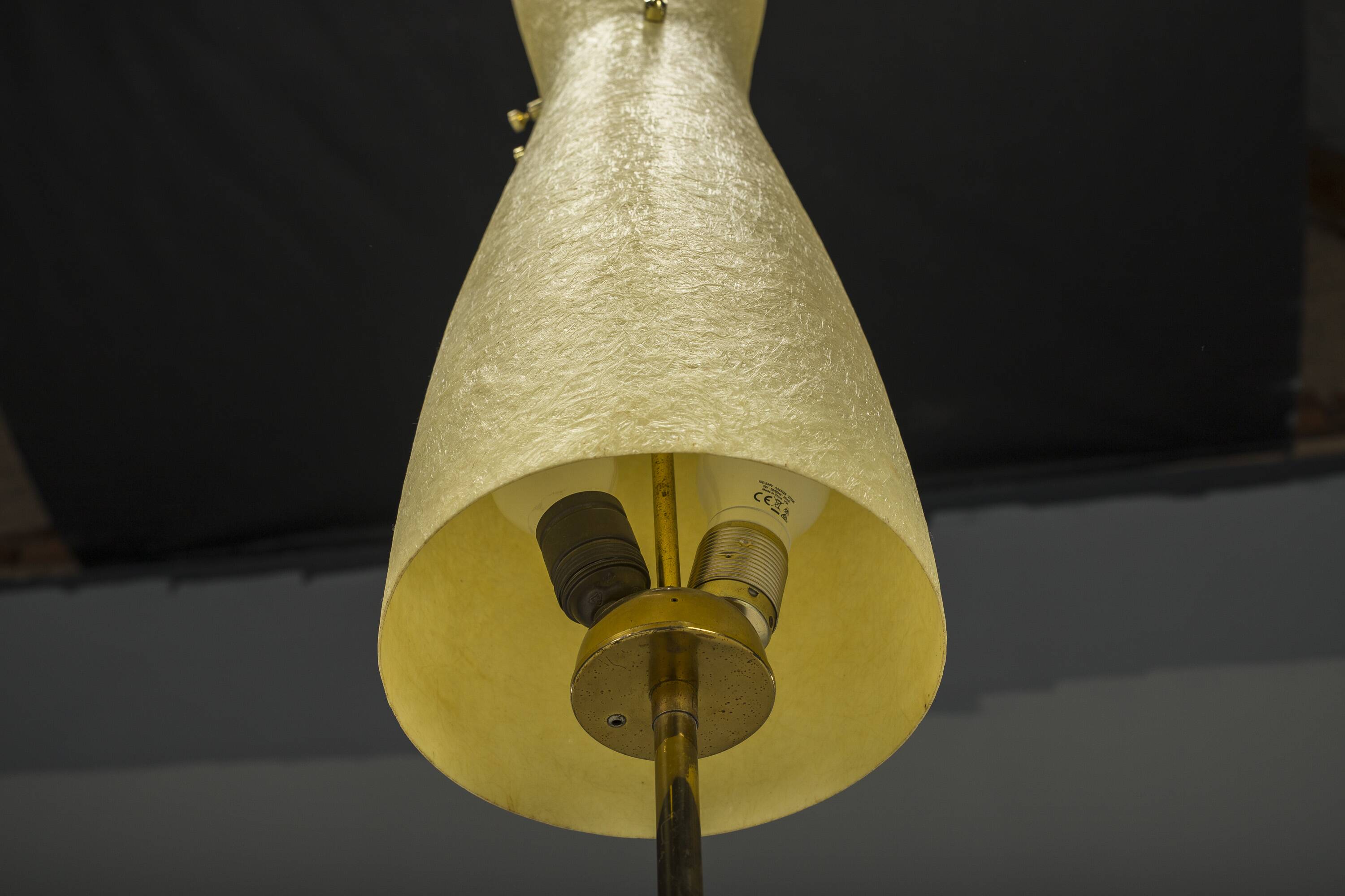 Vintage Floor Filigree Lamp with Fiberglass Shade, Germany, 1950s